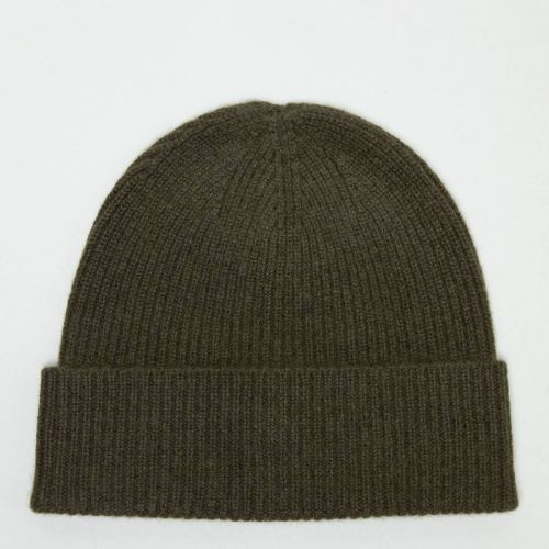 Khaki Cashmere Ribbed Beanie