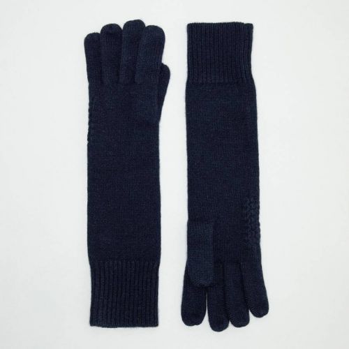 Navy Cashmere Long Gloves