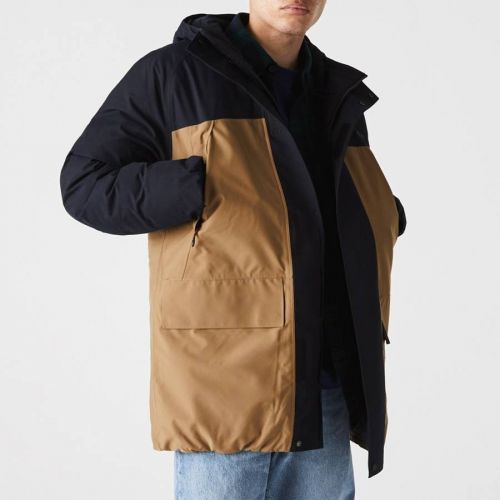 Brown Colour Block Longline Jacket