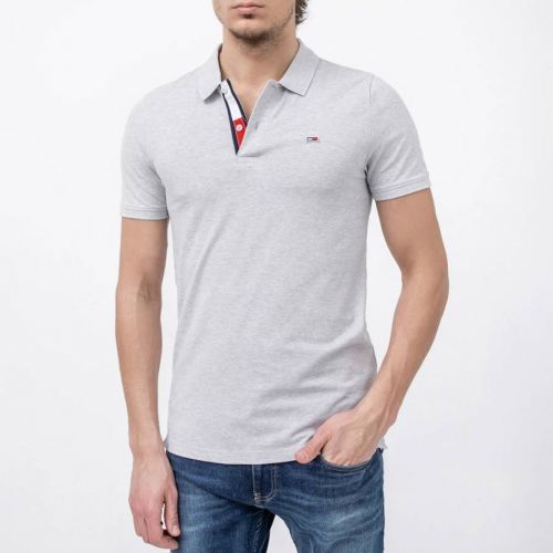 Grey Stretch Cotton Blend Polo Shirt