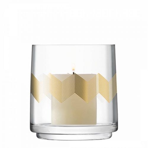 Gold Chevron Lantern/Vase H14cm