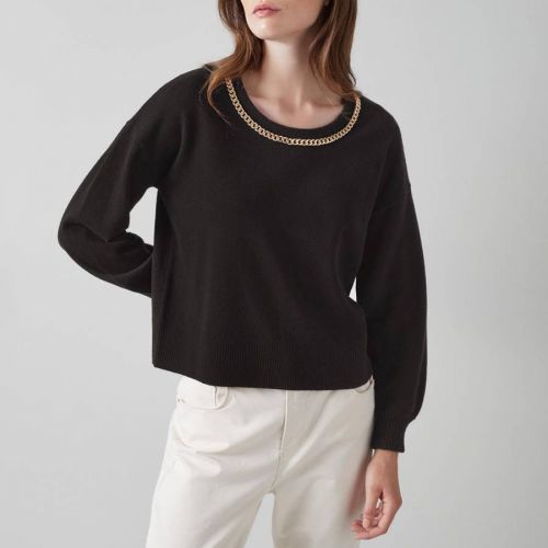 Black Nathalie Chain Wool Jumper