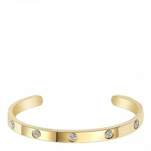 18K Gold Open Cuff Cz Bangle