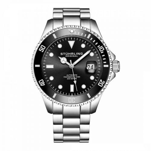 Men's Silver/Black Stuhrling Regatta Automatic Dive Watch 42mm