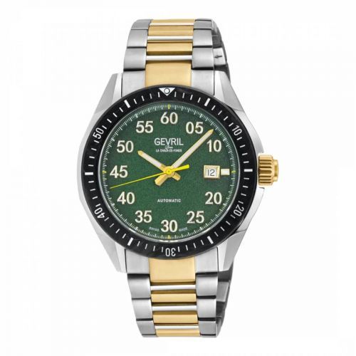 Men's Silver/Green Gevril Ascari Swiss Automatic Watch 42mm