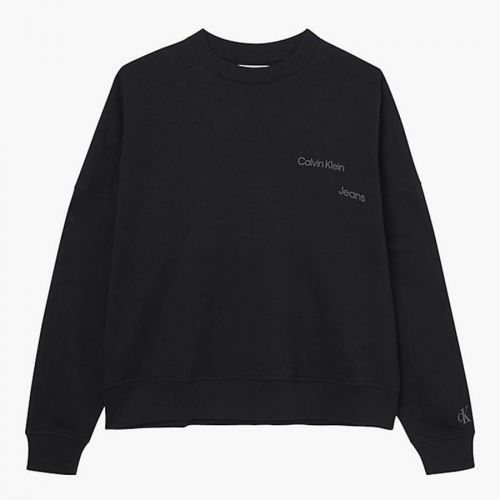 Boy's Black Small Logo Cotton Blend Sweatshirt