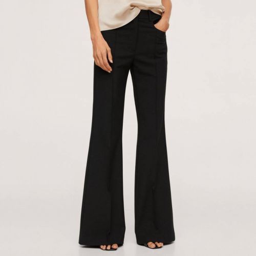 Black Flared Wool Trousers