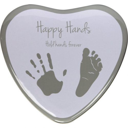 Happy Hands 2D Heart Silver/White baby imprint kit