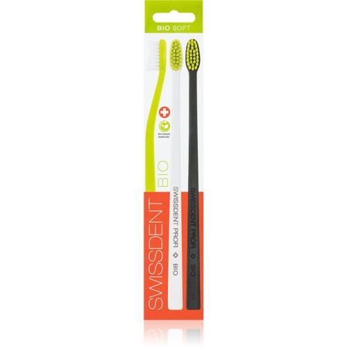 Swissdent BIO Trio pack Toothbrushes, 3 pcs Green/White/Black