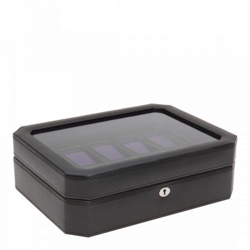 Black/Purple Windsor Vegan Leather 10 Piece Watch Box
