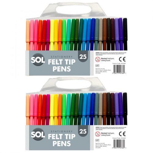 50 x Felt Tip Pens | Pen Assorted Colours Art Colouring Pens