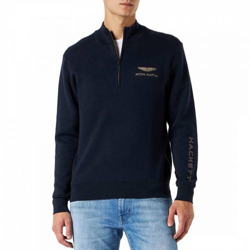 Navy AMR Half Zip Cotton Jumper