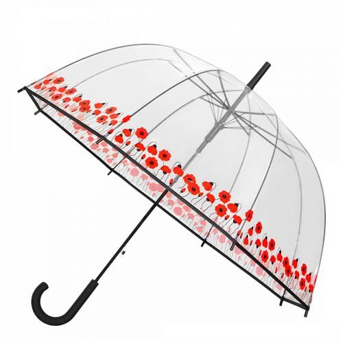 Women's Red Poppy Flowers Transparent Birdcage Umbrella