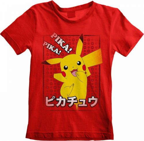 Pokémon T-Shirt Pika Pika Japanese 12 - 13 Years Red