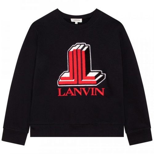 Lanvin Boys Double L Logo Sweater Black, 4Y / BLACK