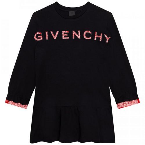 Givenchy Girls Bandana Print Logo Dress Black, 6Y / BLACK