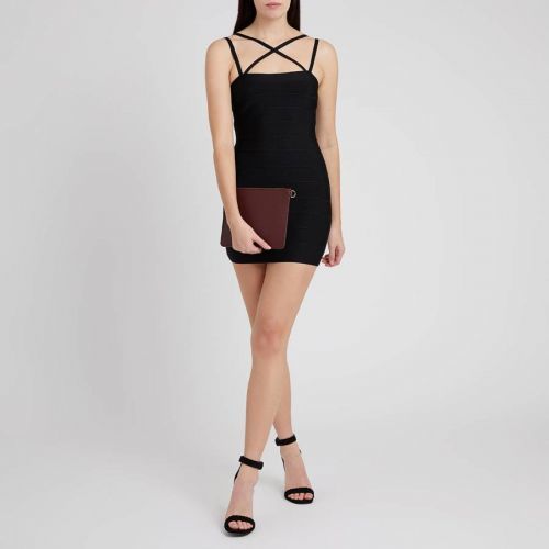 Black Strappy Mini Bandage Dress