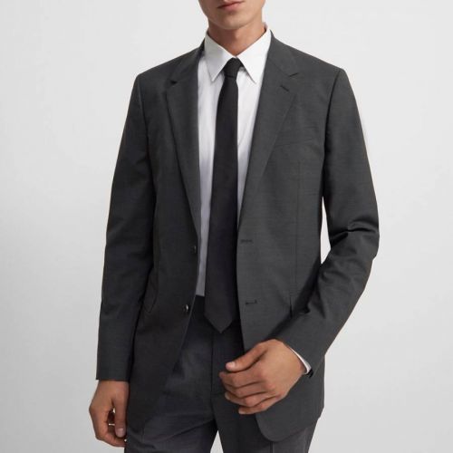 Grey Tailored Stretch Wool Blazer