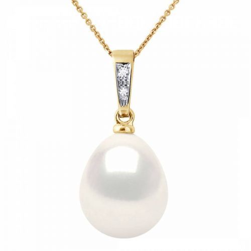 Yellow Gold Real Cultured Pearl Diamond Pendant