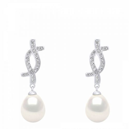 White Natural Real Cultured Freshwater Pearl Earrings