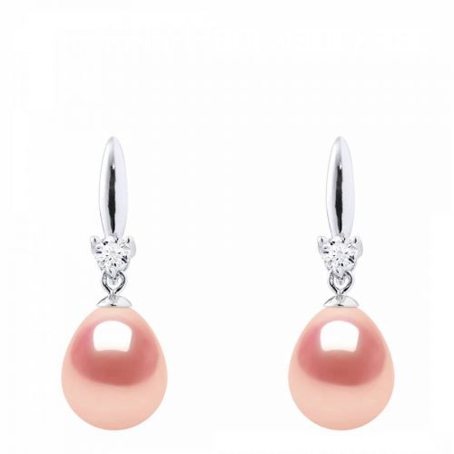 Silver/Natural Pink Real Cultured Freshwater Pearl Earrings