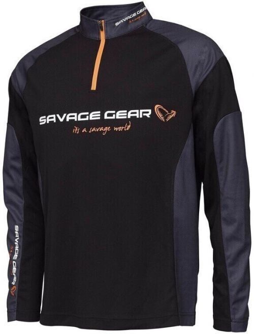Savage Gear T-Shirt Tournament Gear Shirt 1/2 Zip Black Ink 2XL