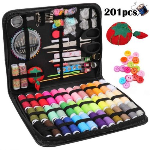 201pc Large Portable Sewing Kit Home Case Needles Thread Scissors Set
