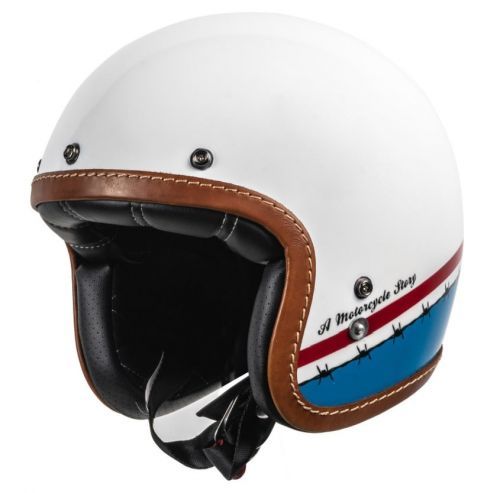 Helstons Evasion Carbon Fiber White Blue Red Jet Helmet S