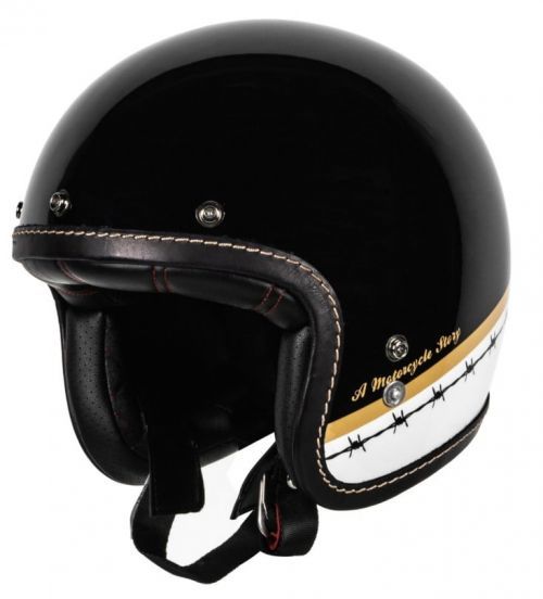 Helstons Evasion Carbon Fiber Black White Gold Jet Helmet S