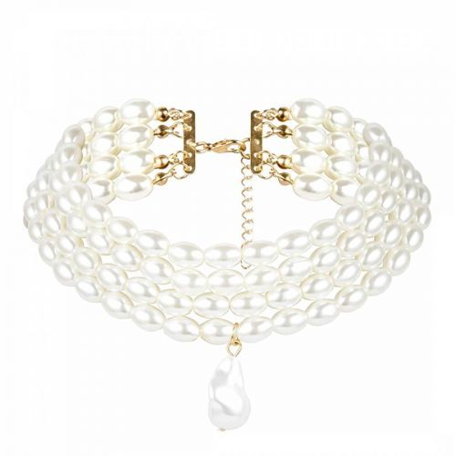 18K Gold Pearl Choker Necklace