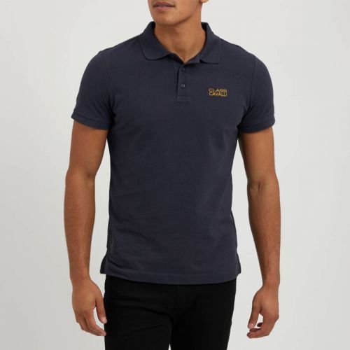 Navy Embroidered Logo Cotton Polo Shirt