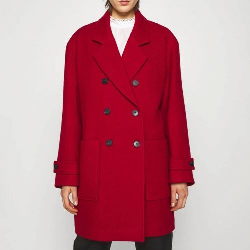Red Jaliah Longline Wool Blend Coat