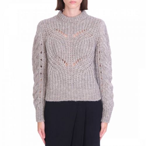 Grey Quane Cable Knit Wool Blend Jumper