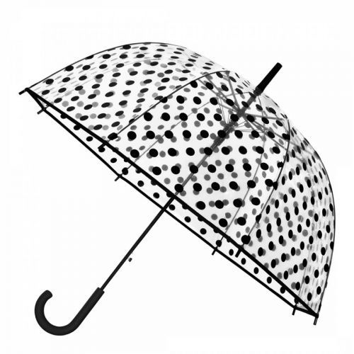 Women's Transparent/Black Polka Dot Print Birdcage Umbrella