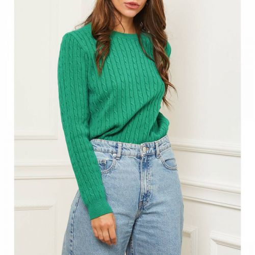 Green Cable Knit Cashmere Blend Jumper