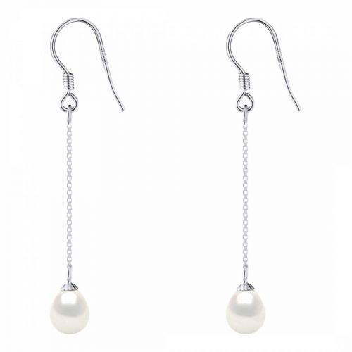 Silver/Natural White Real Cultured Freshwater Pearl Duo Earrings
