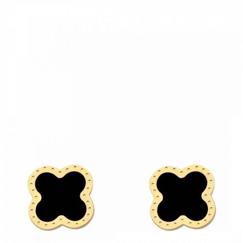Gold & Onyx Clover Earrings