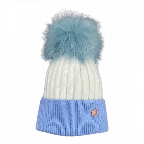 Kids Blue And White Combo Cashmere Blend Hat