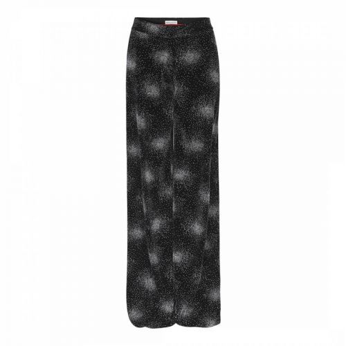 Black Printed Silk Trousers