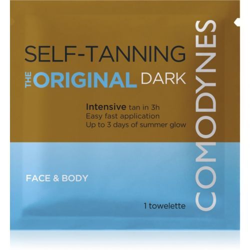 Comodynes Self-Tanning Towelette Self-Tanning Tissue for Face and Body Shade dark 8 pc