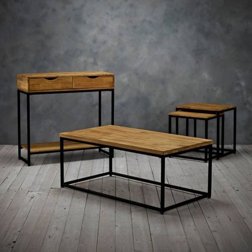 Mirelle Console Table in Solid Oak & Black
