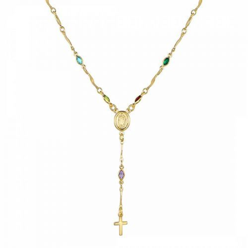 18K Multi Color Rosary Necklace