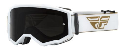 FLY Racing Zone Goggle White/Gold (Smoke Lens)