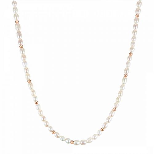 Rose Gold/White Freshwater Cultured Pearl Necklace
