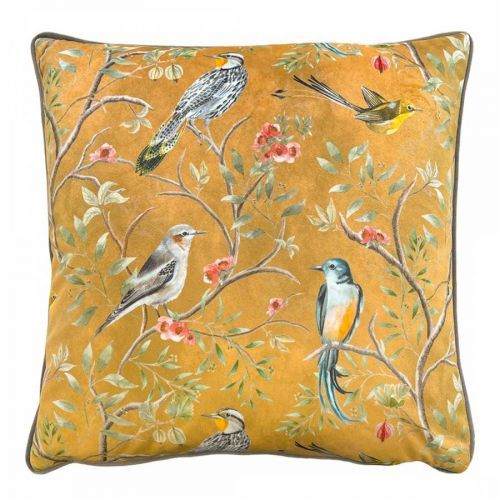 Orient Chinoiserie Birds 43x43cm Cushion Gold