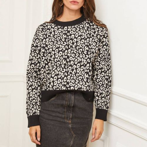 Black Printed Cashmere Blend Jumper