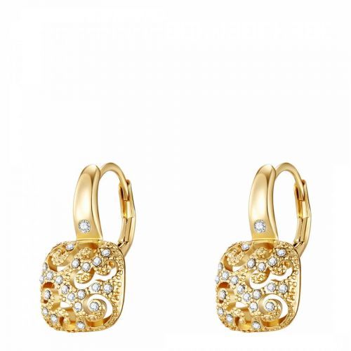 Yellow Gold Swarovski Crystal Embellished Drop Earrings