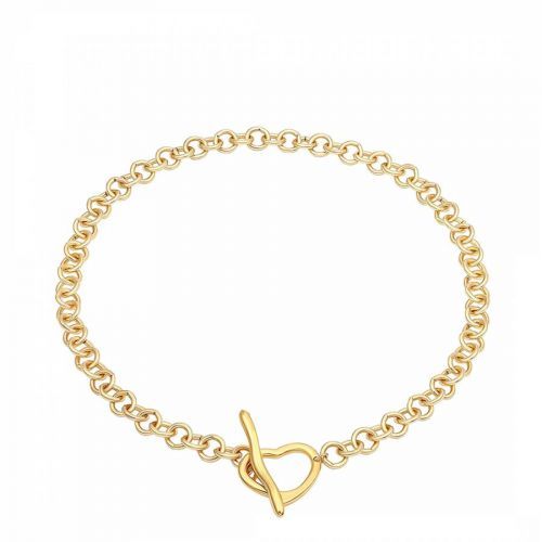 18K Gold Toggle Heart Lariat Necklace