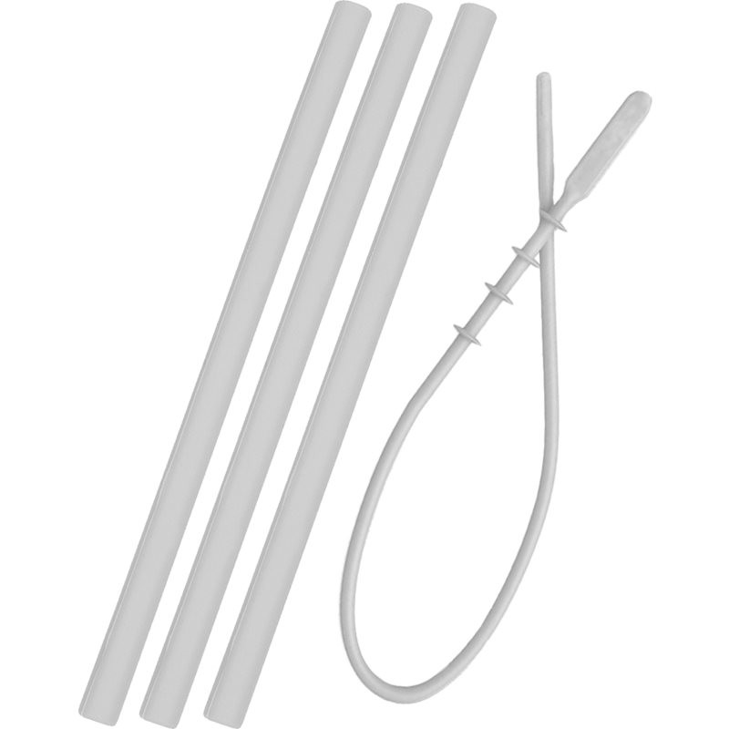 Minikoioi Flexi Straw with Cleaning Brush silicone straw 3 pcs with Brush Powder Grey 3 pc