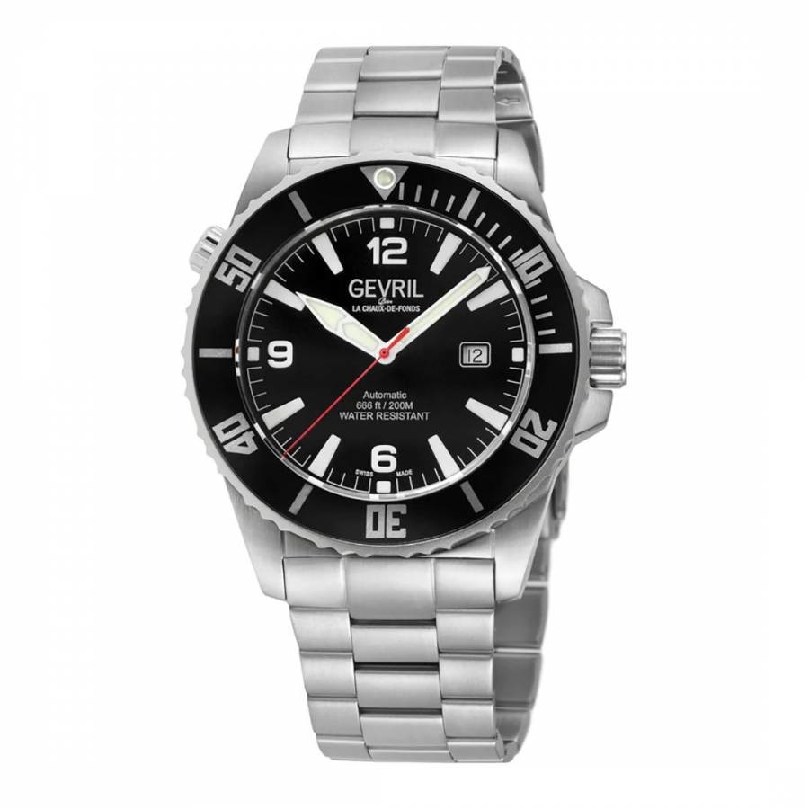 Men's Silver Canal Swiss Automatic Sellita 330 Diver Watch 46mm